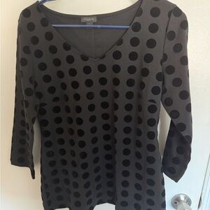 Ann Taylor Black Polka Dot Long Sleeve Top